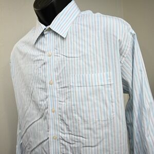 Tommy Bahama Hawaiian Dress Shirt Striped Long Sleeve Mens Size 17.5 34/35 XL